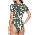 thumbnail image 4 of Balery Flowers and Bee Women's Short Sleevee Crew Neck Bodysuit Tops Short Sleeve Tops Basic-X-Large, 4 of 9