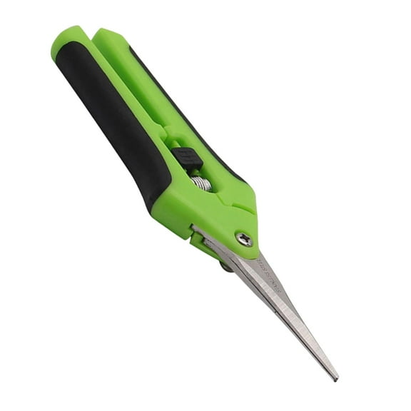 Precision Garden Trimming Scissors Heavy Duty Steel Pruning Tool for Shrubs Roses , Green Straight Blade