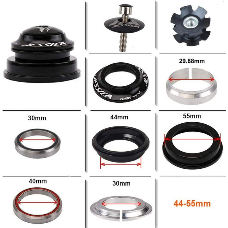Alluminum Bicycle Headset Bearings 34-34/44-44/44-55/44-56mm Road Bike  Tapered Headset Cycling Accessorie Fit 28.6mm For