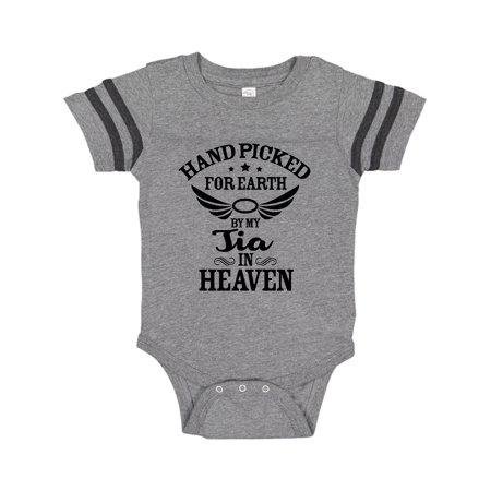 

Inktastic Handpicked for Earth By My Tia in Heaven with Angel WIngs Gift Baby Boy or Baby Girl Bodysuit