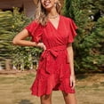 thumbnail image 6 of SnZhen Floral Dresses for Women Women's Dress Printing V-Neck Fashion Short Sleeve Draped Splicing Dress, 6 of 6