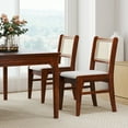 thumbnail image 2 of Gymax 2PCS Rattan Dining Chairs Upholstered Kitchen Chairs w/ Rubber Wood Frame, 2 of 9