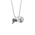 thumbnail image 2 of Delight Jewelry Silvertone Saddle Silvertone Script Initial Disc - S - Charm Necklace, 20"+3", 2 of 4