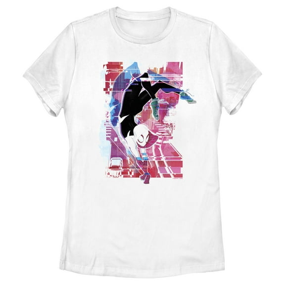 Women's Spider-Man: Across the Spider-Verse Spider Gwen Colorful Poster Graphic Tee White Medium