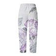 thumbnail image 4 of Tnhcen Women's Plus Size Summer Floral Print Wide Leg Loose Fit Casual Pants - Breathable Relaxed Style Big Size Elastic Waist Trousers for Women, 4 of 5