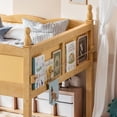 thumbnail image 6 of Harper & Bright Designs Full Loft Bed with Side Book Shelf, Solid Wood Low Loft Bed Frame with Full-Length Guardrails and Ladder for Boys Girls, Natural, 6 of 15
