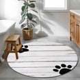 thumbnail image 4 of Farmhouse Round Living Room Rugs 4 ft, Cute Animal Claws White Retro Distressed Wood Grain Washable Area Rug with Non-Slip Sturdy Edge Binding Round Carpet for Entryway Kitchen Bedroom Bathroom, 4 of 9