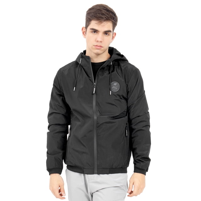 Chamarra Para Hombre De Nylon Con Capucha Y Aplicación Quarry Color Negro