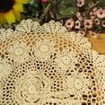thumbnail image 3 of Small Round Lace Table Cloth Vintage Crochet Cotton Floral Tablecloth 50cm Decor, 3 of 7