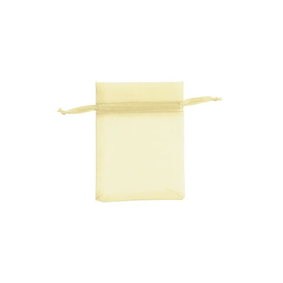 Yellow Organza Drawstring Pouches - 3"W x 4"H  - Pack of 50