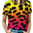thumbnail image 1 of Colorful Animal Pattern Leopard Pattern Cheetah New Fashion Zip Off Shoulder Top Short-Sleeve Women Shirt Colorful, 1 of 5