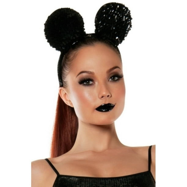 Starline Sequined Mouse Ears, Black Mouse Ears