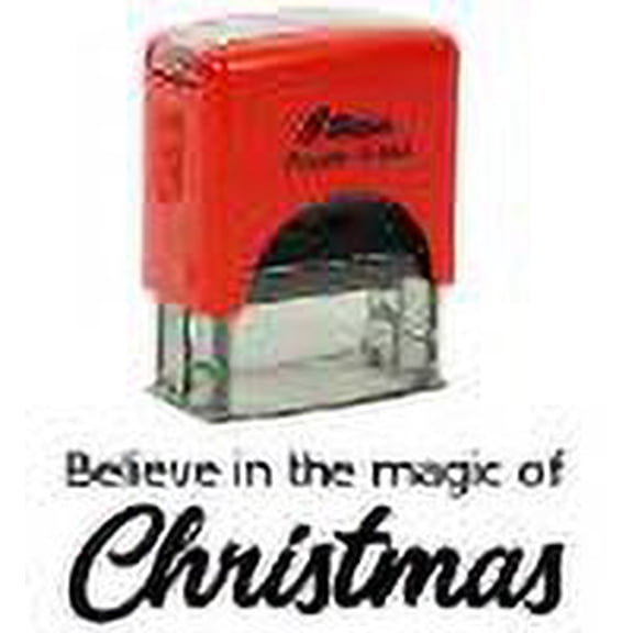 Printtoo Believe In The Magic Of Christmas Self Inking Rubber Stamp Pre,Inked Office Stamp, Home Office Business Stationery, 38 x 14 mm, Black