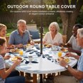 thumbnail image 2 of Round Outdoor Tablecloth with Umbrella Hole and Zipper, Navy Blue Ombre Botanical Fitted Table Cover with Elastic Edge for 31-35 Inch, Watercolor Pastoral Leaf Waterproof Patio Tablecoths for Picnic, 2 of 9