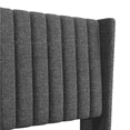 thumbnail image 2 of Topeakmart King Size Upholstered Bed Frame Wing-Designed Headboard, Dark Gray, 2 of 10