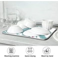 thumbnail image 7 of FREEAMG Dish Drying Mat Turquoise Leaves Kitchen Dish Pads Super Absorbent Microfiber Dish Drying Rack Pads Safe Heat-resistant Kitchen Counter Mat,16x18 Inch, 7 of 7