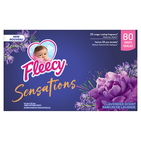 Fleecy Sensations Dryer Sheets, Lavender Scent, 80 Sheets
