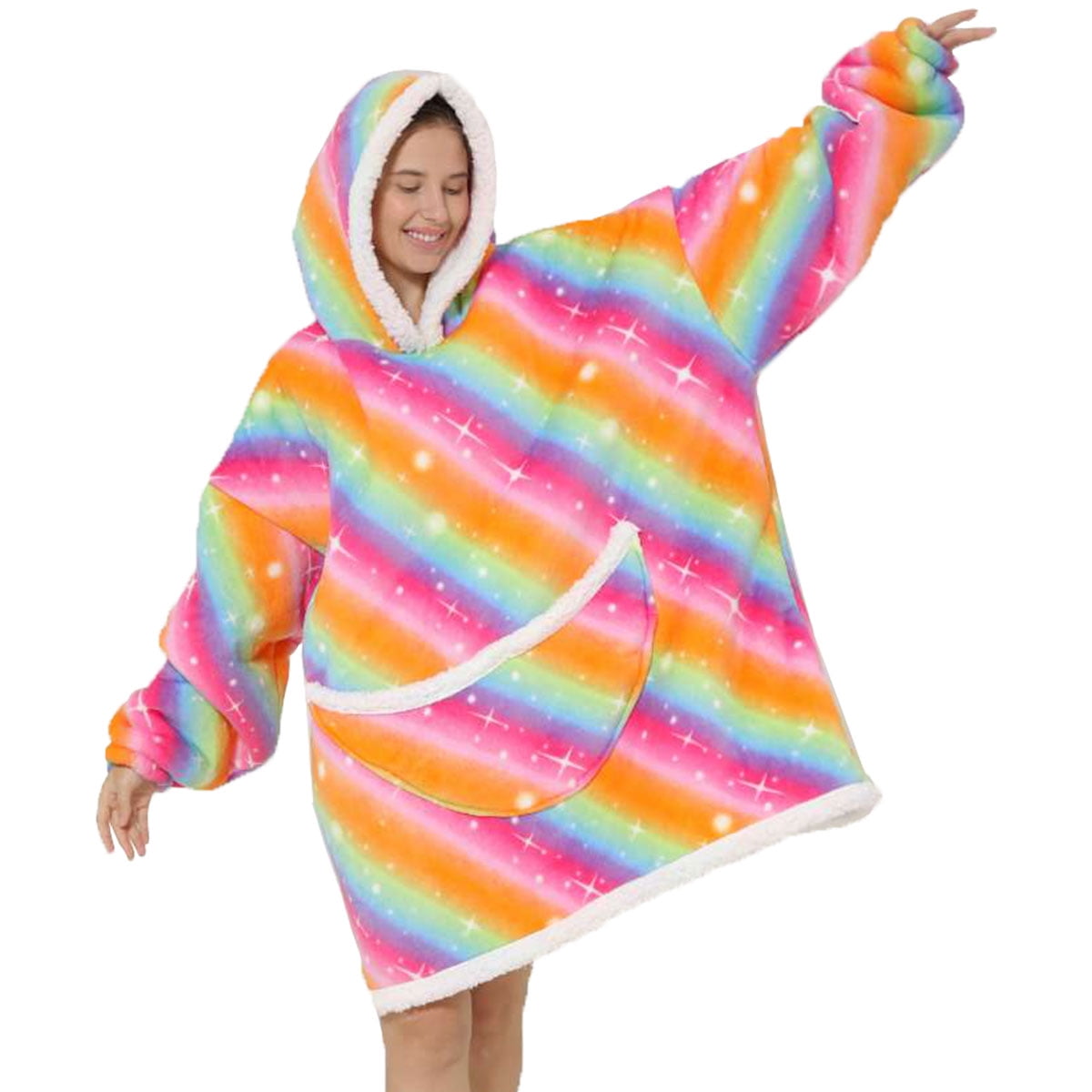 Duety Sherpa Wearable Blanket with Sleeves Arms， Super Soft Warm Comfy Large Fleece Plush