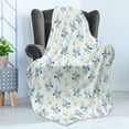 thumbnail image 4 of Floral Soft Flannel Fleece Throw Blanket, Forget Me Nots Branches Flowers Leaves Blossoms on Plain Background, Cozy Plush for Indoor and Outdoor Use, 70" x 90", Pale Sky Blue Multicolor, by Ambesonne, 4 of 5