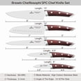 thumbnail image 3 of Brewin CHEFILOSOPHI - Juego de 5 cuchillos de chef japoneses con elegante mango rojo Pakkawood, diseño ergonómico, cuchillos de cocina, 3 of 6