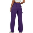 thumbnail image 7 of FAIWAD Womens Stretch Cargo Pants High Waist Casual Workout Wide Leg Trousers with Pockets (X-Large, Purple), 7 of 7
