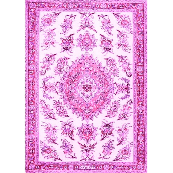 Ahgly Company Indoor Rectangle Medallion Pink Traditional Area Rugs, 4' x 6'