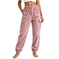 thumbnail image 2 of Purcolt Womens Corduroy Jogger Pants Casual Drawstring Elastic Waist Cargo Pants Comfort Loose Fit Athletic Pants with Ribbed Elastic Cuffs for Hiking Running Travel, 2 of 8