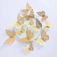 thumbnail image 4 of Metal Hollow Butterfly Wall Sticker, Simulation Butterfly 3D Texture Home Decor Decal With Intricate Filigree, 12 Pieces For Living Room Bedroom Office Wall Art Accent, 4 of 4