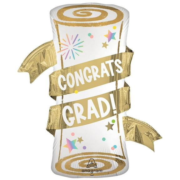 31 inch Satin Pastel Grad Party Diploma Anagram Foil Mylar Balloon - Party Supplies Decorations