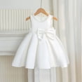 thumbnail image 2 of HJYCHN Dresses for Girls Sleeveless White Party Dress with Pearl and Large Bow for Toddler Dress 6 Years, 2 of 4