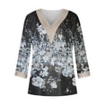 thumbnail image 4 of Blouse Femme Mode Été Col en V Manches 3/4 Imprimé T-shirt Décontracté Blouse Femme Sortie Hauts en Liquidation, 4 of 5