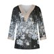 thumbnail image 4 of ICHUANYI Clearance Fashion Women's Summer V-Neck 3/4 Sleeve Print Casual T-shirt Blouse(Black, XL) ICHUANYI WER2023081110789, 4 of 5