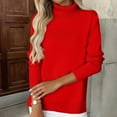 thumbnail image 5 of 2025 Sweaters for Women Long Sleeve Turtleneck Tops Fall Winter Soft Warm Cozy Wool Knit Sweater Pullover Red 3XL, 5 of 5