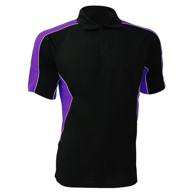 Gamegear® Cooltex - Polo de deporte de manga corta transpirable Modelo Active Hombre Caballero - Verano/Ejercicio (Negro/Morado)