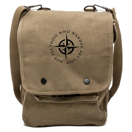 LOTR Not All Those Who Wander Are Lost Canvas Crossbody Travel Map Bag