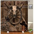 thumbnail image 2 of 4PCS Western Shower Curtain Set, Rodeo Cowboy Boots Hat Horseshoe Barn Texas Star Wild West Country Rustic Farmhouse Bathroom Decor, Waterproof Fabric Shower Curtain, Non-slip Bath Mat, 2 of 7