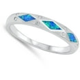 thumbnail image 4 of CHOOSE YOUR COLOR Blue Simulated Opal Elegant Modern Royal Ring .925 Sterling Silver Band White CZ Female Size 6, 4 of 4