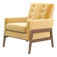 thumbnail image 1 of Allora Fauteuil Lounge en Velours Jaune, Dossier Fixe, Style Mi-Siècle Moderne, 1 of 6