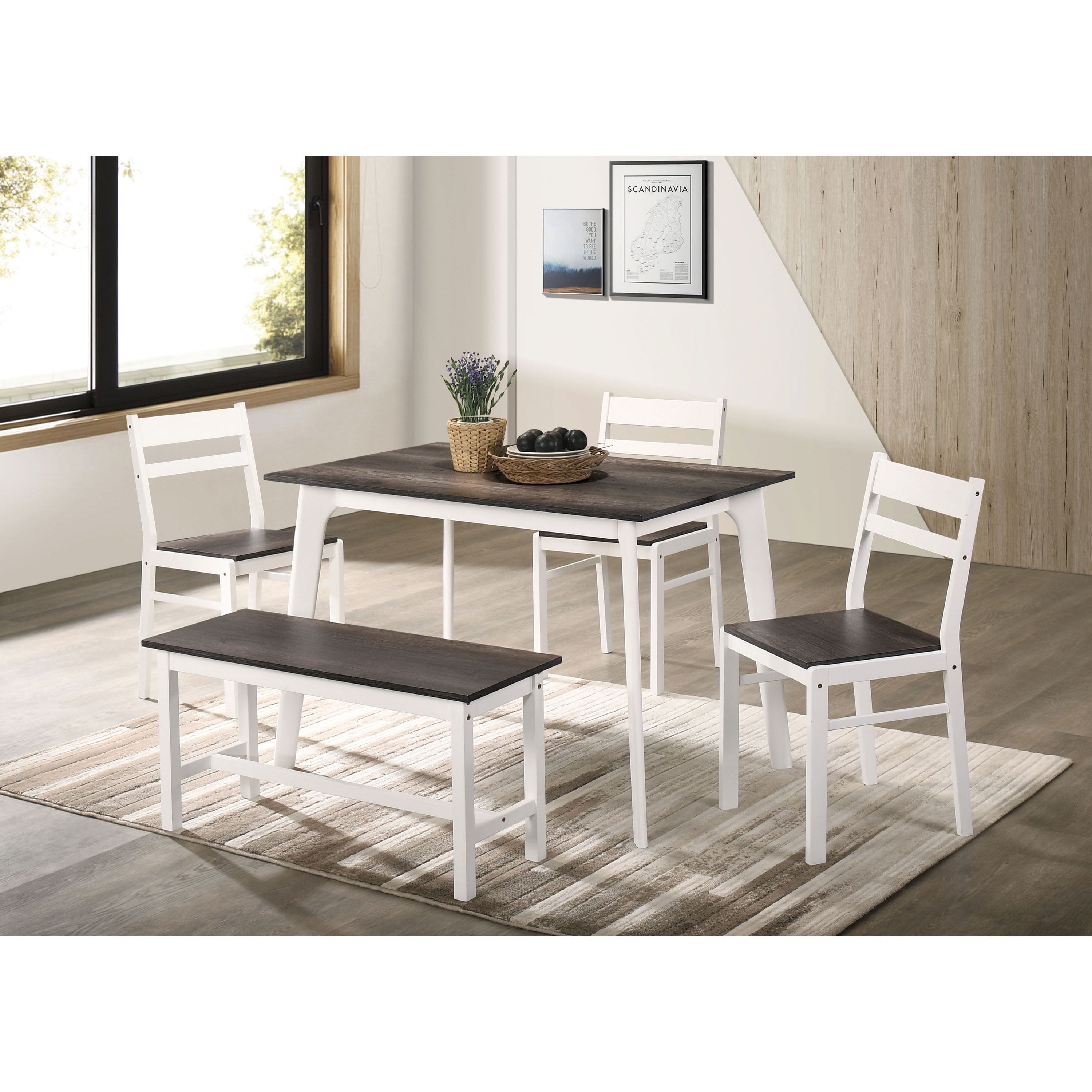 Furniture of America Hart Transitional 5Piece Dining Set, Gray