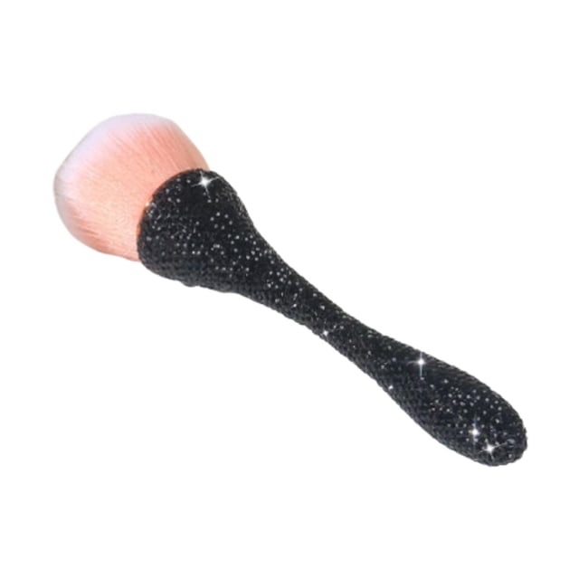 Brocha de maquillaje suave, portátil, con mango brillante, herramienta de belleza, brocha para rubor, polvos sueltos negro