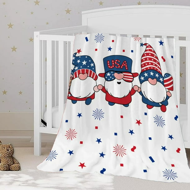 Independence Day Blanket Party Blanket Flannel Bed Blanket USA Flag Day Themed Sofa Throw Blanket