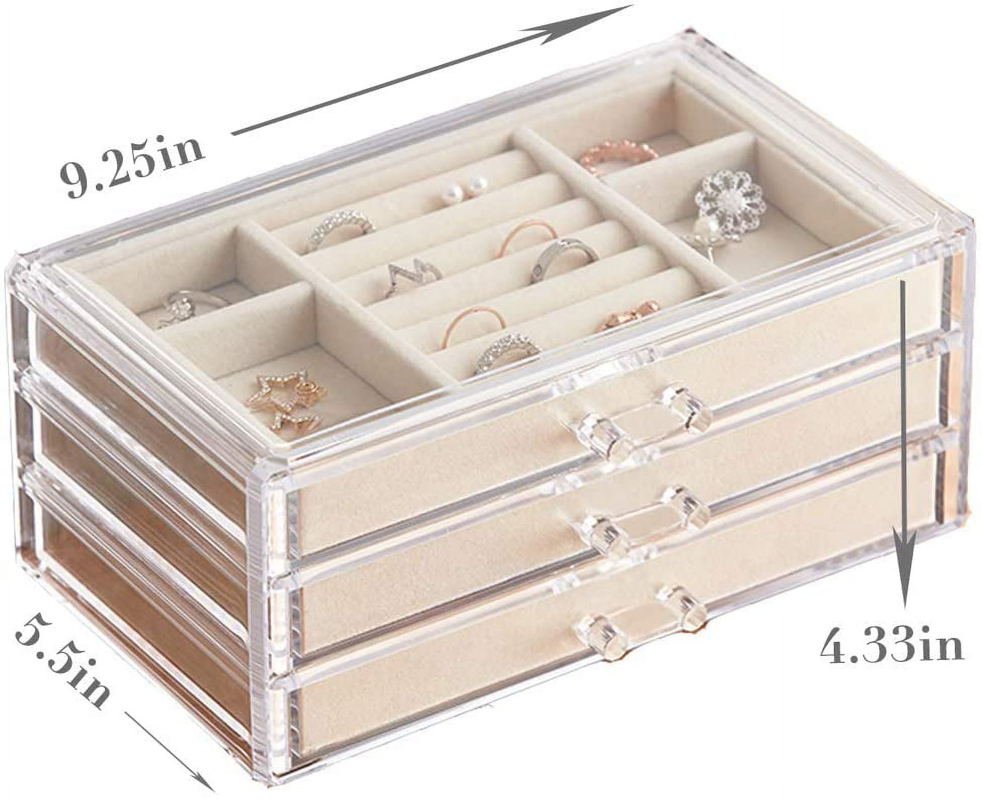  Compartment Storage Box 72 Grids Acrylic Earring Storage Box  Organizer for Girls 3 Drawers Clear Nail Charm Storage Box for Earrings  Studs Rings Small Parts Jewelry Art Supplies (Black)
