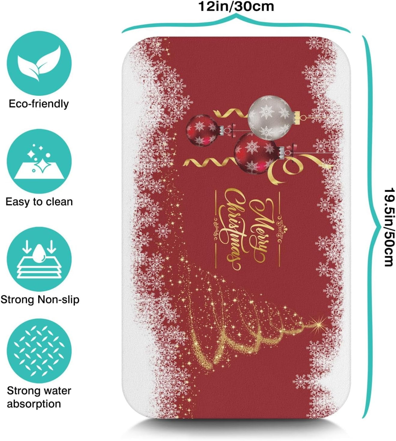 Christmas Dish Drying Mat 19x12in,Christmas Drying Mat for Kitchen Counter,Absorbent Hide Stain Anti-Slip Coffee Bar Accessories Fit Under Coffee Machine Mat,Dish Drying Mats for Kitchen