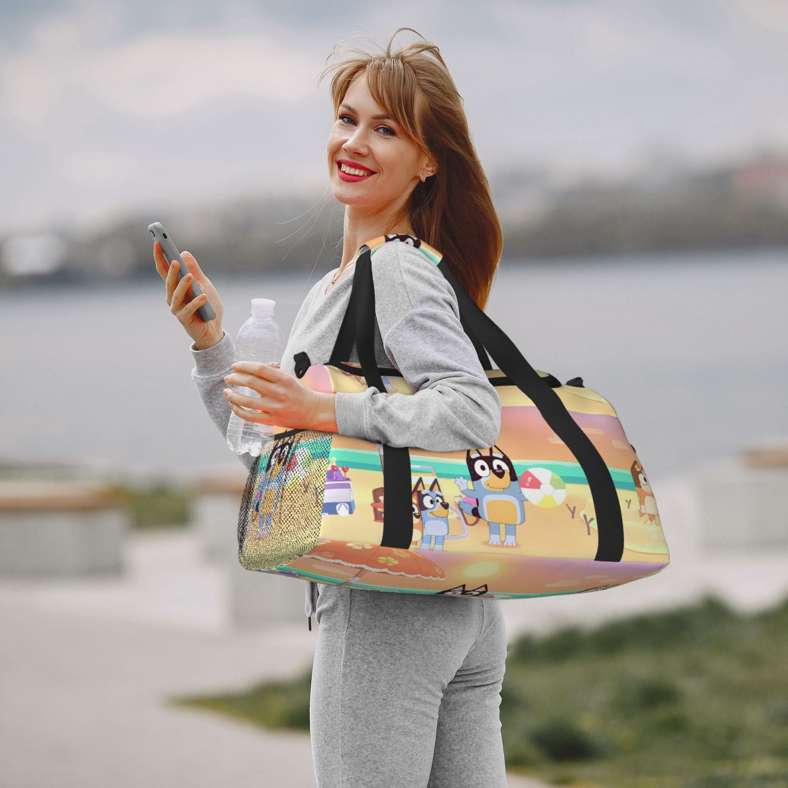Silaia Bluey Print Travel Duffle Bag,Weekender Bag Carry On Tote Bags,Sport Gym Bag, Hospital Bag for Labor and Delivery, Overnight Bag Luggage Bag