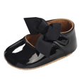 thumbnail image 3 of Quealent Baby Mary Jane Flats for Girls with Bowknot Cotton Anti Skid Sole Infant First Walker Princess Dress Crib Wedding Shoes Black for Size 11, 3 of 8