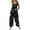 #16Black, variant on Women's Halloween Black Cat Skull Pumpkin Print Adjustable Strap Bib Overalls Wide Leg Jumpsuit With Pockets Black 2XL