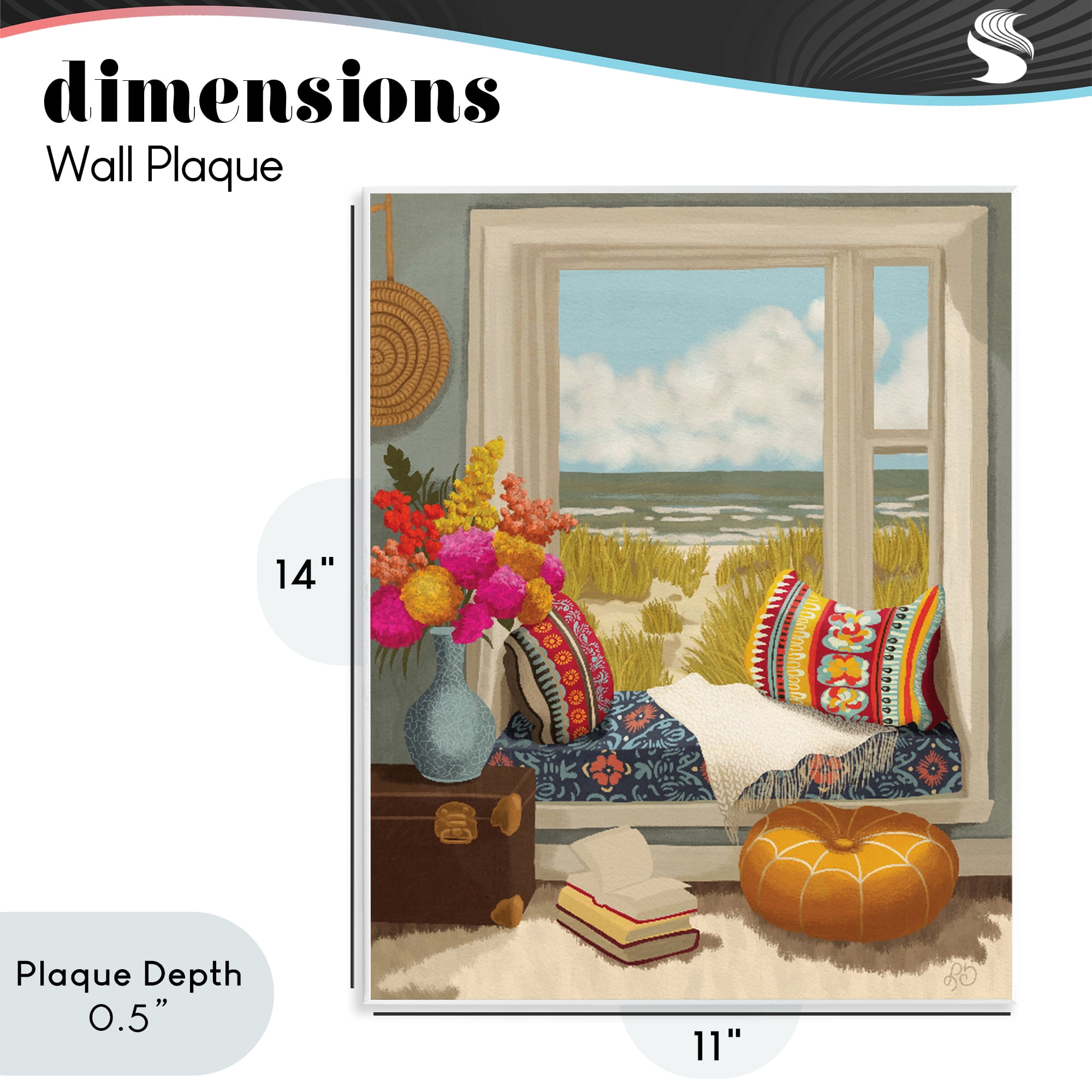Stupell Industries Coastal Vacation Window Seat Wall Plaque Art, design by Lisa R Dumm