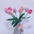 thumbnail image 5 of Frogued Artificial Tulip Romantic Exquisite Decorative Knit Tulip Rose Fake Flower Decor for Home (White), 5 of 13