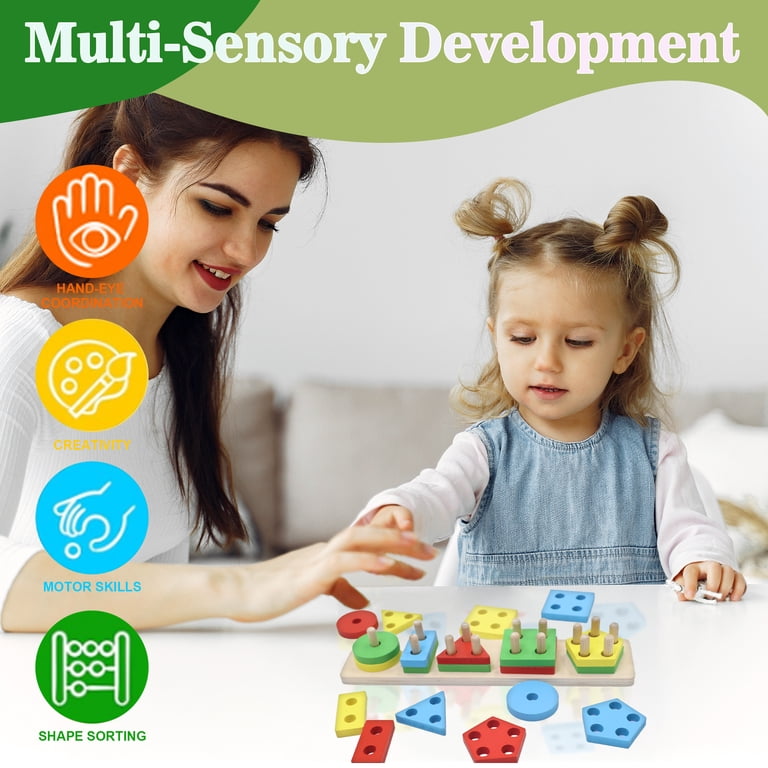 Keyahappy Wooden Shape Sorting & Stacking Puzzle photo 5