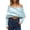 Blue, variant on Women's Off-Shoulder Pullover Sweater – Long Sleeve Loose Knit Jumper with Multicolor Design, Versatile Neck for Everyday Wear All Seasons